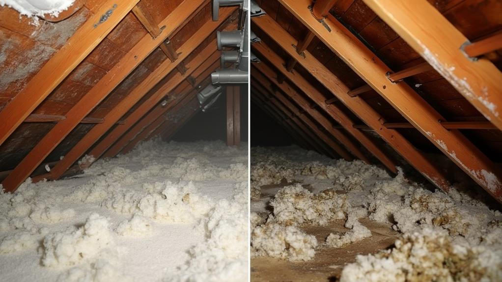 The difference between a well-ventilated attic and a poorly ventilated attic.